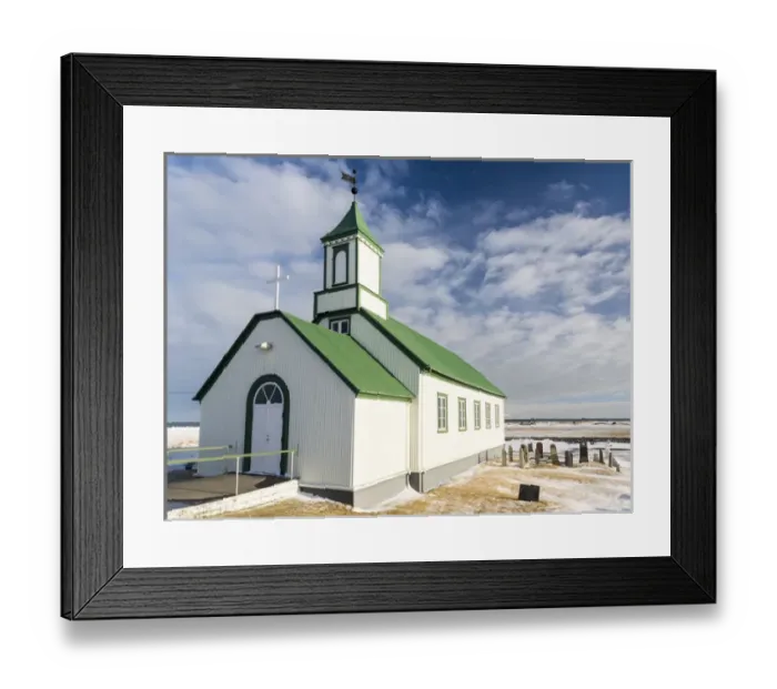 Framed Print : The old church of Gardur, Reykjanes peninsula during winter. europe, northern europe Framed Print : The old church of Gardur, Reykjanes peninsula during winter. europe, northern europe