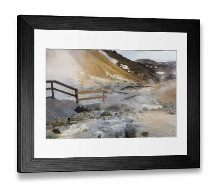 Framed Print : Geothermal area Seltun heated by the vulcano Krysuvik on Reykjanes peninsula during winter Framed Print : Geothermal area Seltun heated by the vulcano Krysuvik on Reykjanes peninsula during winter