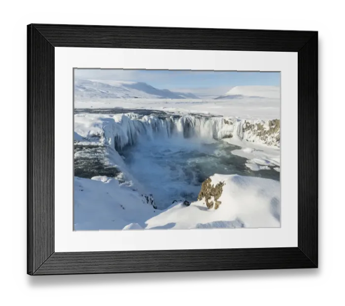 Framed Print : Godafoss one of the iconic waterfalls of Iceland during winter. europe, northern europe