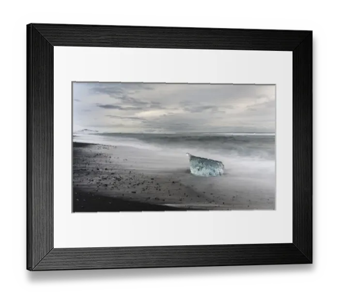 Framed Print : icebergs on black volcanic beach. Beach of the north atlantic near the glacial lagoon Joekulsarlon Framed Print : icebergs on black volcanic beach. Beach of the north atlantic near the glacial lagoon Joekulsarlon