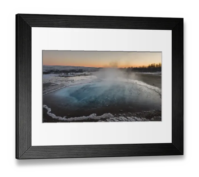 Framed Print : The geothermal area Haukadalur part of the touristic route Golden Circle during winter Framed Print : The geothermal area Haukadalur part of the touristic route Golden Circle during winter