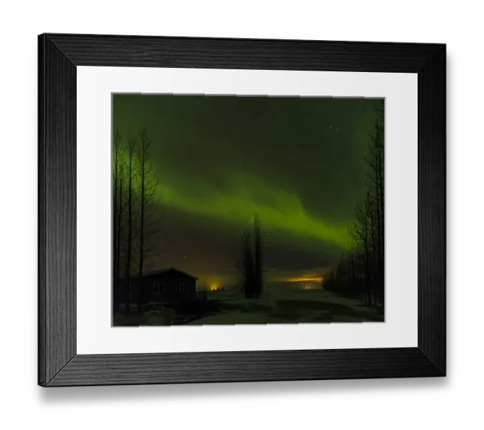Framed Print : Northern Lights or aurora borealis over Laugardalur during winter in Iceland. europe