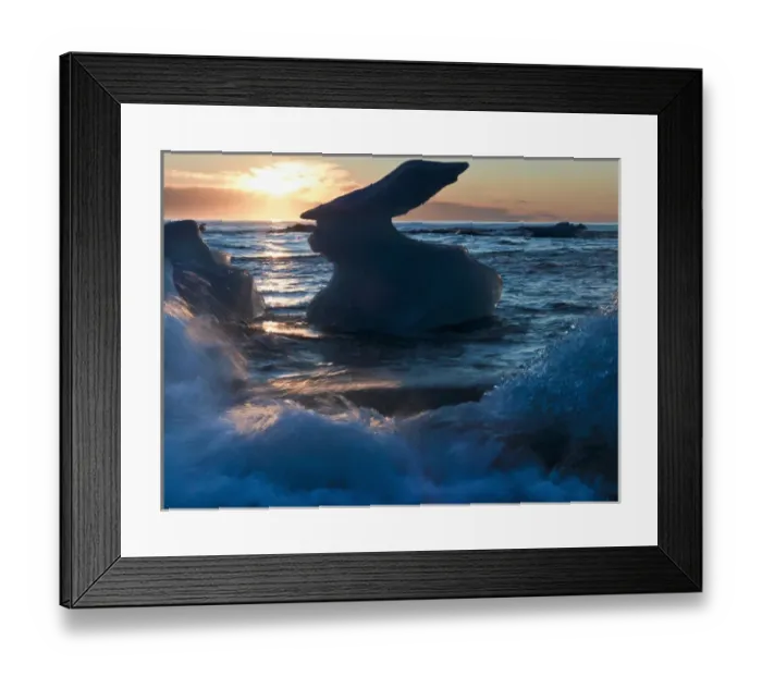 Framed Print : Sunrise and iceberg formation on the beach at Jokulsarlon, Iceland Framed Print : Sunrise and iceberg formation on the beach at Jokulsarlon, Iceland
