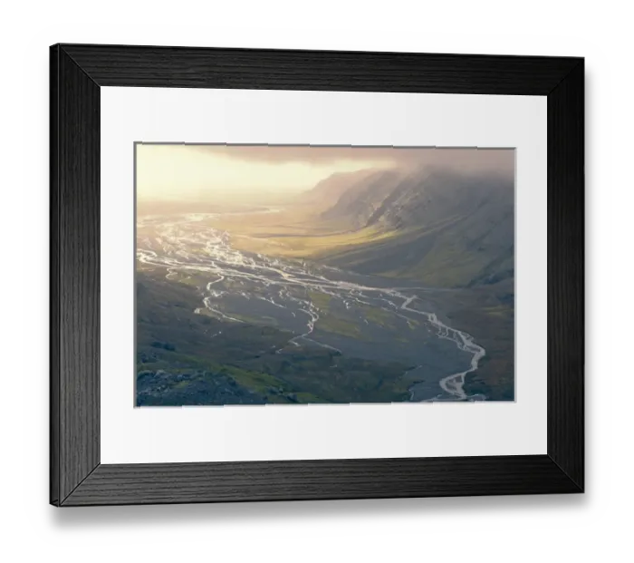 Framed Print : Water outlet from the Skalafelljokul Glacier in the morning sun Iceland Framed Print : Water outlet from the Skalafelljokul Glacier in the morning sun Iceland
