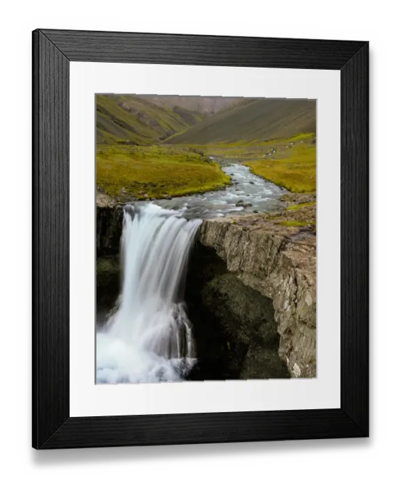 Framed Print : Water running from Glacier and waterfall, Iceland Framed Print : Water running from Glacier and waterfall, Iceland