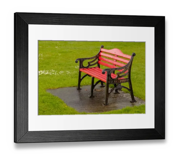 Framed Print : Ireland, red, bench Framed Print : Ireland, red, bench