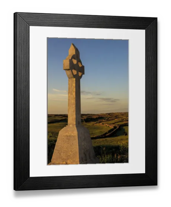 Framed Print : Inishmore Island. Aran Islands. Ireland. Celtic cross on tombstone