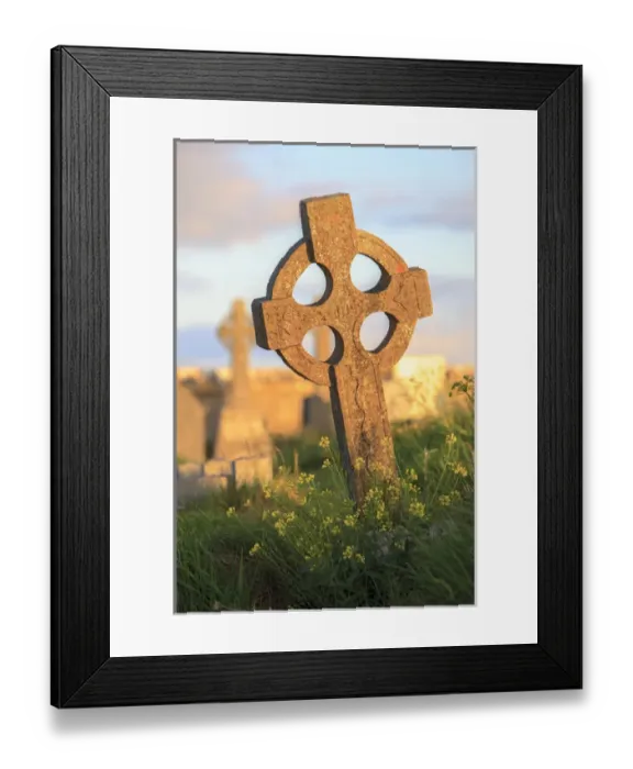 Framed Print : Inishmore Island. Aran Islands. Ireland. Celtic cross in sunset