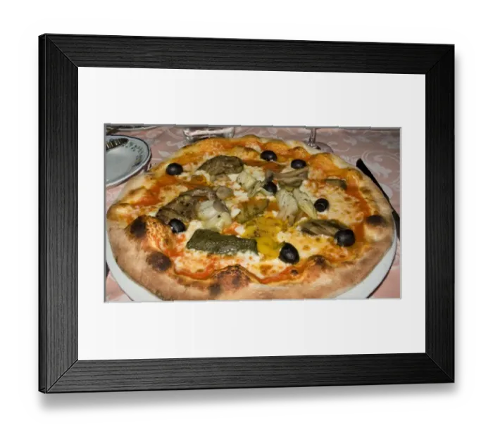 Framed Print : Europe, Italy, Camogli. Neopolitan pizza with vegetables