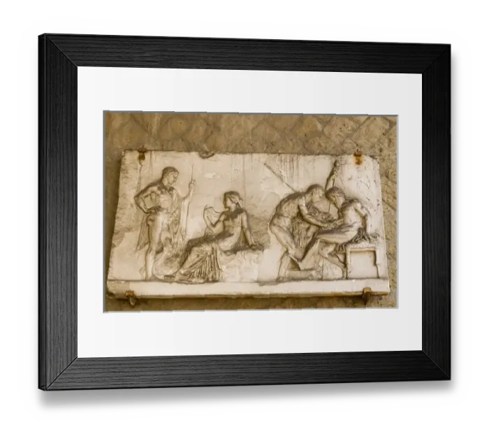 Framed Print : Europe, Italy, Campania, Herculaneum. Close-up of the relief of Telephus. Credit as Framed Print : Europe, Italy, Campania, Herculaneum. Close-up of the relief of Telephus. Credit as
