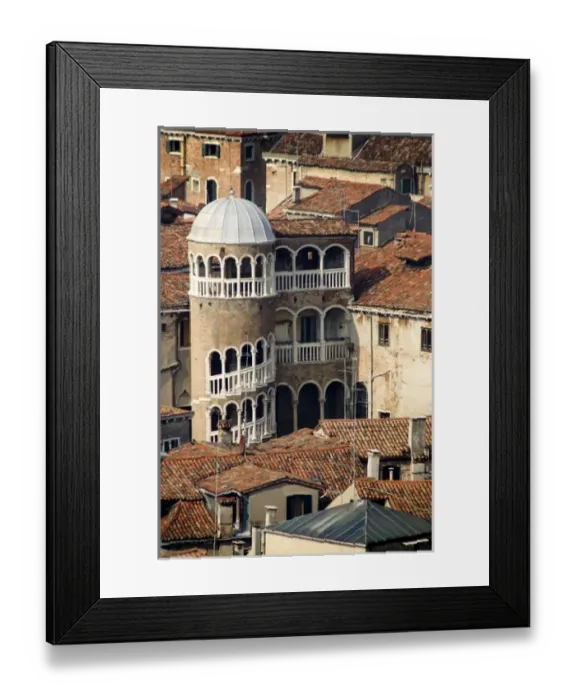 Framed Print : Europe, Italy, Venice. Building with spiral staircase in a tower