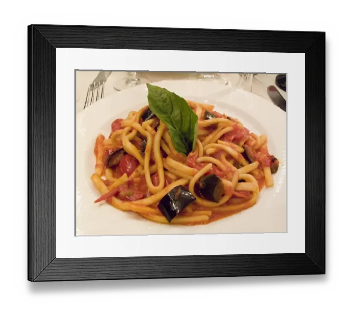 Framed Print : Europe, Italy, Positano. Plate of pasta and eggplant Framed Print : Europe, Italy, Positano. Plate of pasta and eggplant