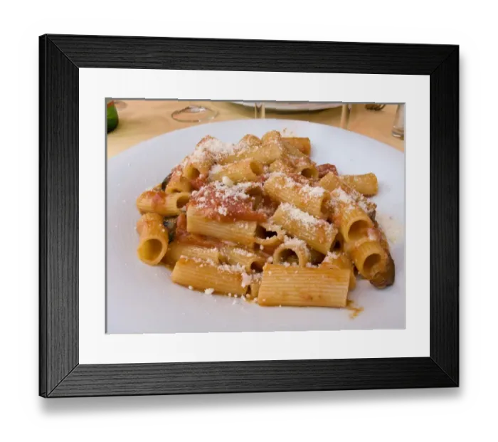 Framed Print : Europe, Italy, Positano. Display plate of rigatoni Framed Print : Europe, Italy, Positano. Display plate of rigatoni