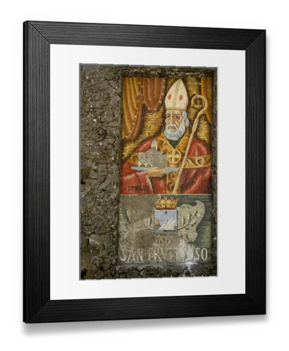 Framed Print : Europe, Italy, San Fruttuoso. Religious wall mosaic of a Catholic Pope. Credit as Framed Print : Europe, Italy, San Fruttuoso. Religious wall mosaic of a Catholic Pope. Credit as