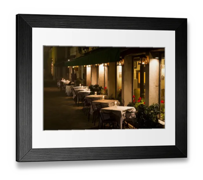 Framed Print : Europe, Italy, Venice. Restaurant tables lit at night Framed Print : Europe, Italy, Venice. Restaurant tables lit at night