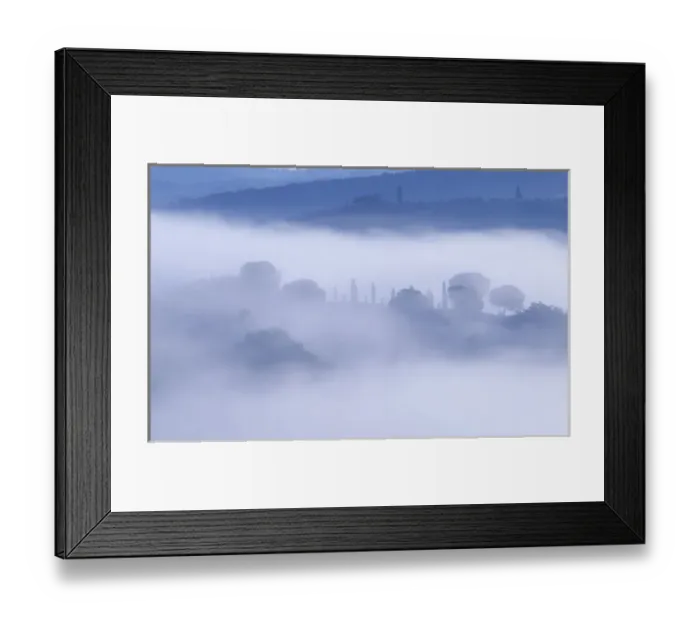 Framed Print : Italy, Tuscany, Pienza. Morning fog over town Framed Print : Italy, Tuscany, Pienza. Morning fog over town