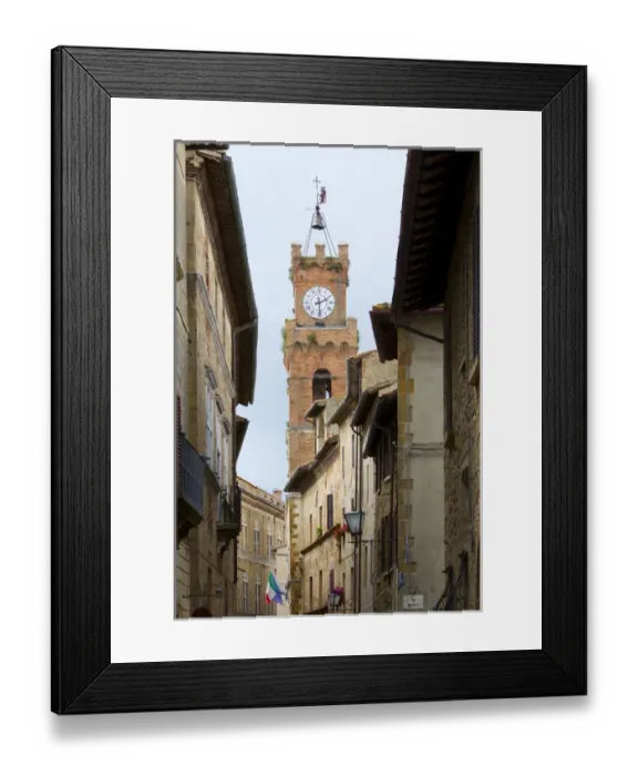 Framed Print : Italy, Tuscany, Pienza. City street view