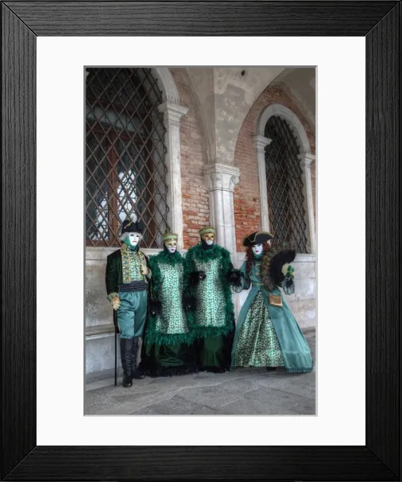 Framed Print : Two Couples all dressed up Venice at Carnival Time, Italy