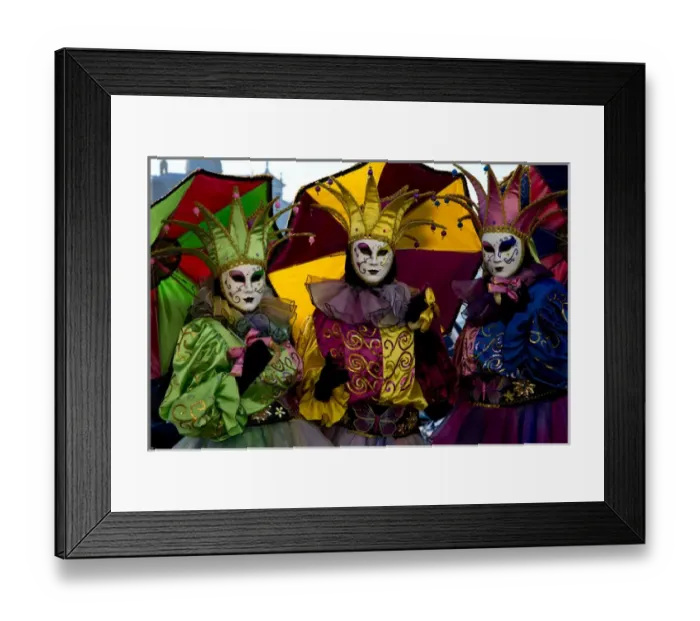 Framed Print : Colorful Trio Venice at Carnival Time, Italy Framed Print : Colorful Trio Venice at Carnival Time, Italy