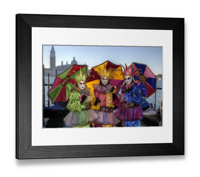 Framed Print : Colorful Trio Venice at Carnival Time, Italy Framed Print : Colorful Trio Venice at Carnival Time, Italy