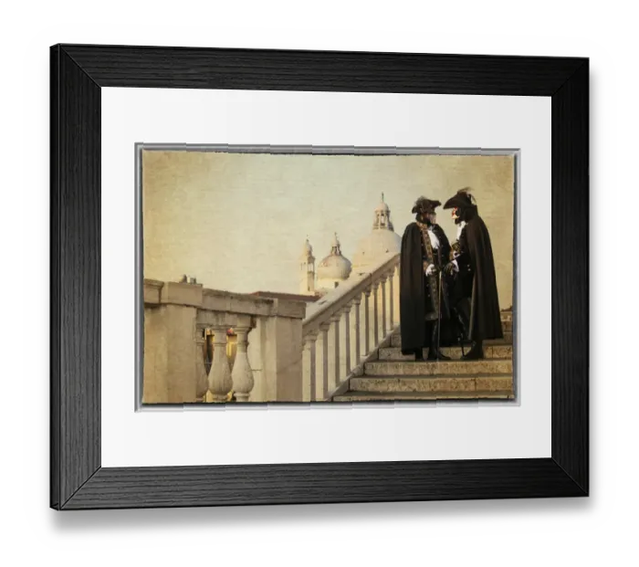 Framed Print : Couple on Bridge during Carnival Venice Italy Framed Print : Couple on Bridge during Carnival Venice Italy