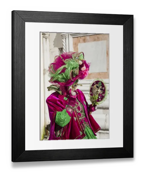 Framed Print : Reflection in mirror Venice at Carnival Time, Italy Framed Print : Reflection in mirror Venice at Carnival Time, Italy