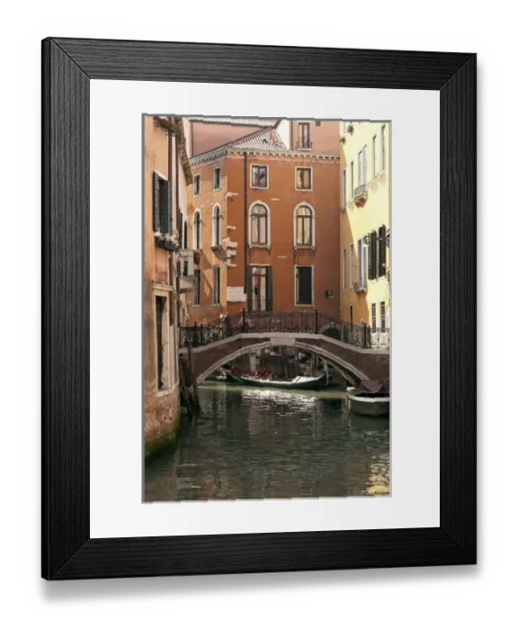 Framed Print : Italy; Venice. A small bridge over a side canal in Venice