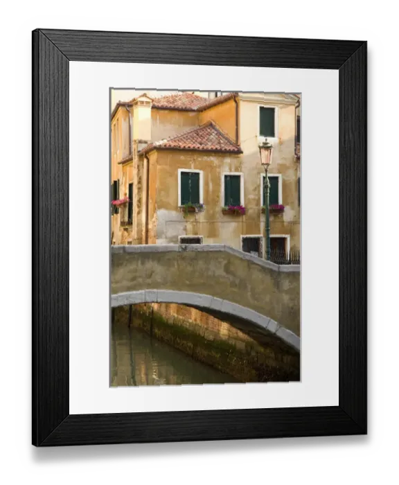 Framed Print : Italy; Venice. A small bridge over a side canal in Venice Framed Print : Italy; Venice. A small bridge over a side canal in Venice