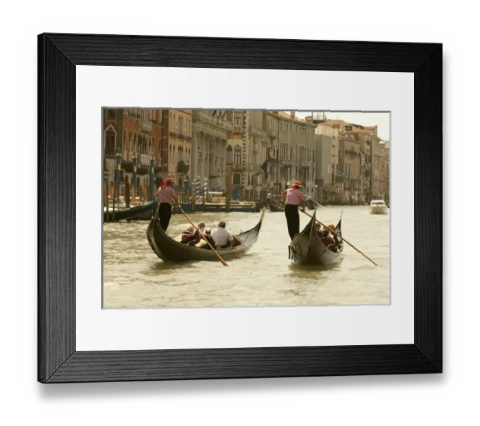Framed Print : Italy; Venice. Tourist ride in gondolas on the Grand Canal in Venice