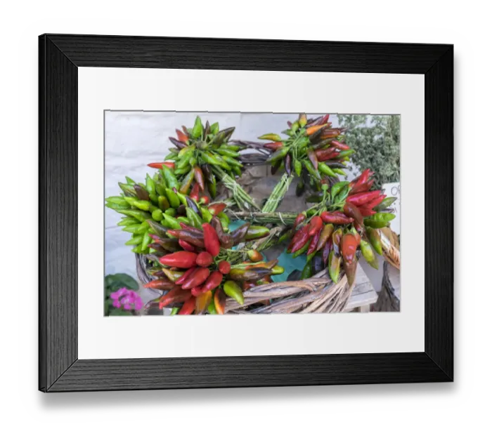 Framed Print : Fresh red and green peppers for sale, Alberobello, Italy, Europe Framed Print : Fresh red and green peppers for sale, Alberobello, Italy, Europe