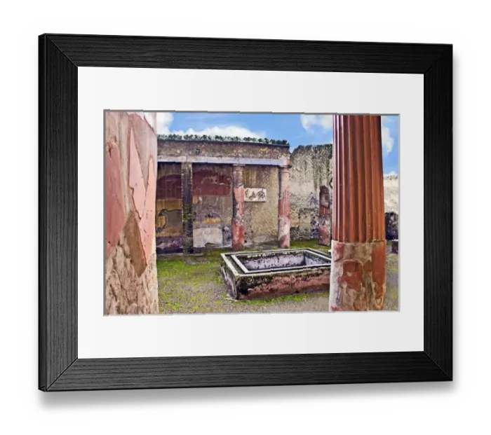 Framed Print : Atrium (courtyard) of House with Telephus relief, Herculaneum archaeological site Framed Print : Atrium (courtyard) of House with Telephus relief, Herculaneum archaeological site