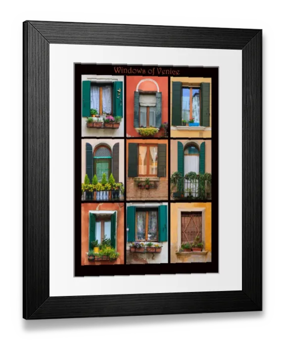 Framed Print : This poster features residential windows throughout Venice with flower window boxes Framed Print : This poster features residential windows throughout Venice with flower window boxes