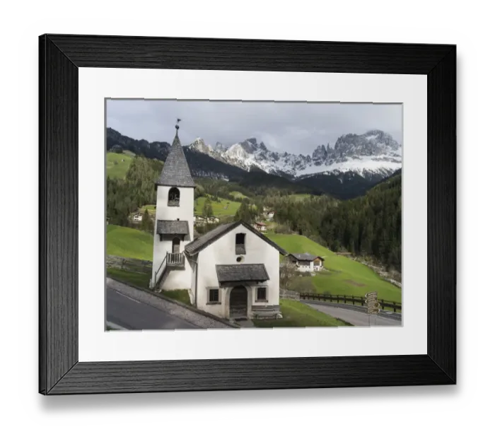 Framed Print : Rosengarten or Catinaccio mountain range in the dolomites of South Tyrol after a Framed Print : Rosengarten or Catinaccio mountain range in the dolomites of South Tyrol after a