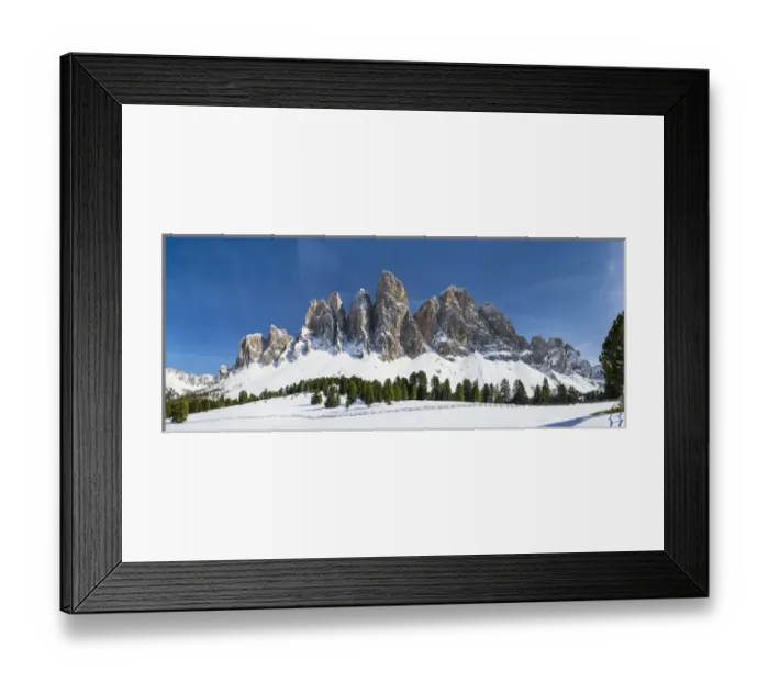 Framed Print : The peaks of the Geisler mountain range in valley Villnoess after a snow strom in spring Framed Print : The peaks of the Geisler mountain range in valley Villnoess after a snow strom in spring