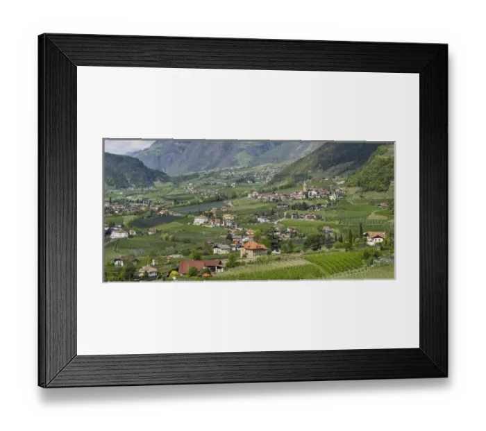 Framed Print : Village of Algund (lagundo) in the valley of river Etsch surrounded by vineyards Framed Print : Village of Algund (lagundo) in the valley of river Etsch surrounded by vineyards