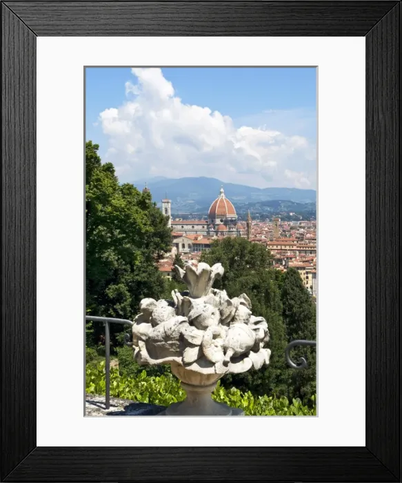 Framed Print : Panoramic view out over Florence from the Bardini Garden, The Bardini Garden, Florence (Firenze)