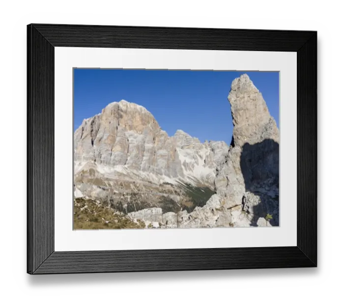 Framed Print : The peaks of Mount Tofane and the Cinque Torri (foreground) in the Dolomites of Cortina Framed Print : The peaks of Mount Tofane and the Cinque Torri (foreground) in the Dolomites of Cortina