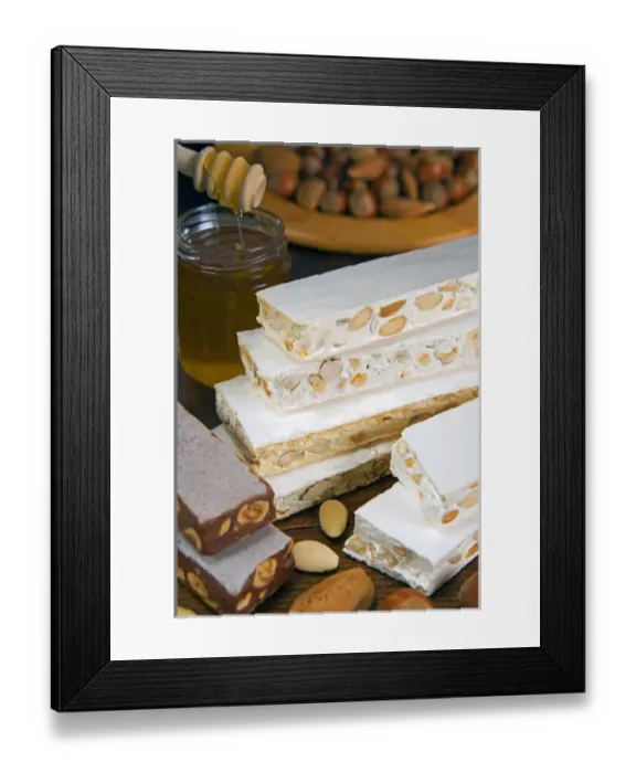 Framed Print : Turron (Spain), torro (Catalonia), torrone (Italy) or nougat (Morocco), It is a confection Framed Print : Turron (Spain), torro (Catalonia), torrone (Italy) or nougat (Morocco), It is a confection