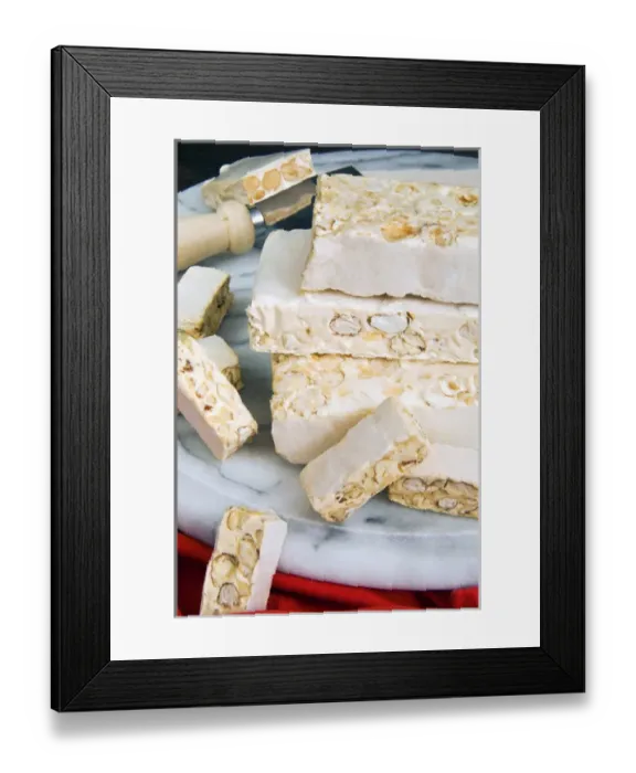 Framed Print : Turron (Spain), torro (Catalonia), torrone (Italy) or nougat (Morocco), It is a confection