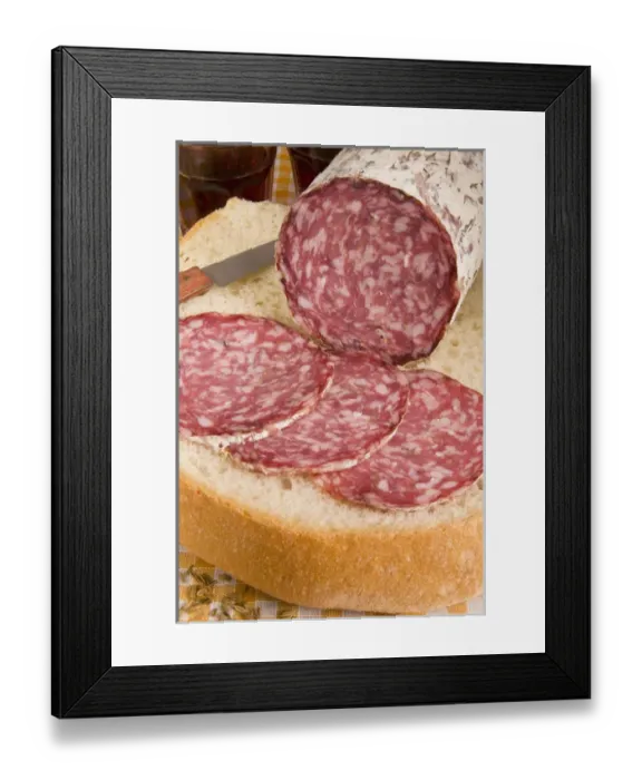 Framed Print : Finocchiona, Tuscan salami with fennel seeds, Tuscany, Italy, Tuscan gastronomy Framed Print : Finocchiona, Tuscan salami with fennel seeds, Tuscany, Italy, Tuscan gastronomy