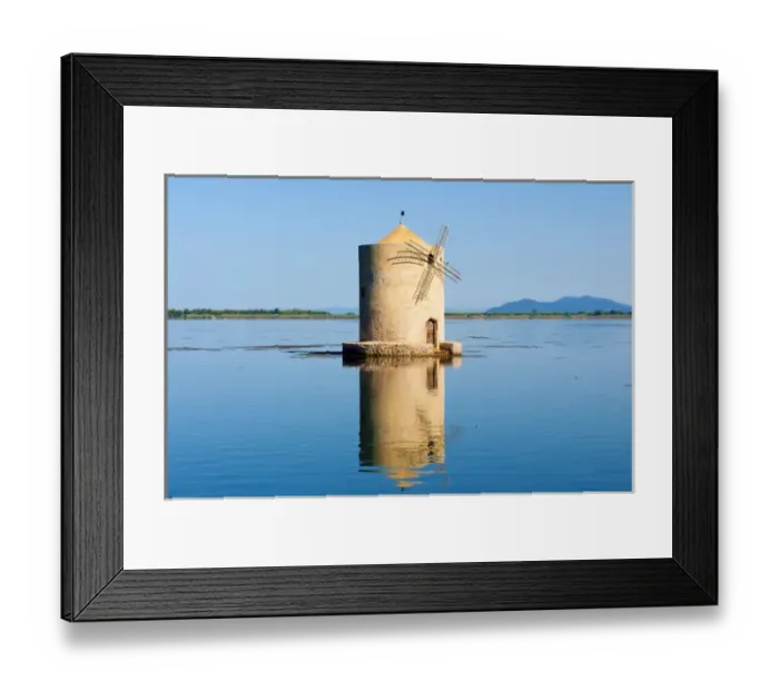 Framed Print : The spanish windmill on the lagoon of Orbetello, Orbetello, Grosseto province, Maremma
