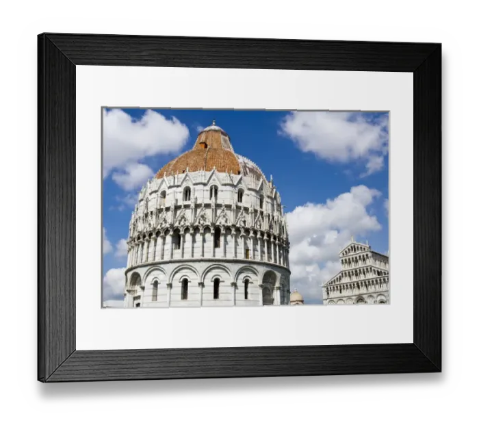 Framed Print : Piazza dei Miracoli, The Baptistry and the Dome, Pisa, Tuscany, Italy, Europe