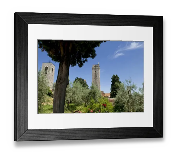 Framed Print : Towers of San Gimignano, UNESCO World Heritage Site, San Gimignano, Siena, Tuscany