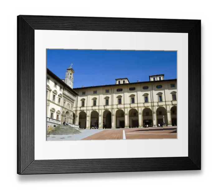 Framed Print : The building of Fraternita dei Laici and Loggia del Vasari, Piazza Vasari or Piazza Grande