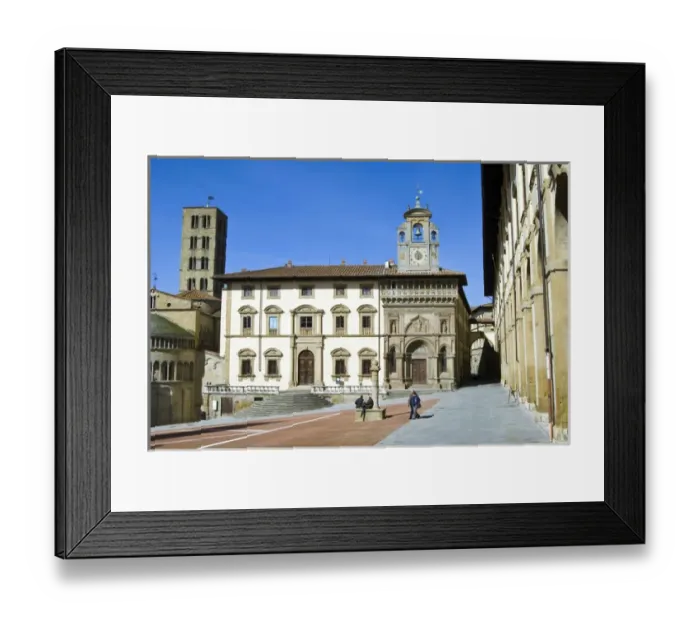 Framed Print : The building of Fraternita dei Laici and Church of Santa Maria della Pieve, Piazza Framed Print : The building of Fraternita dei Laici and Church of Santa Maria della Pieve, Piazza