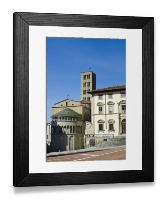 Framed Print : The building of Fraternita dei Laici and Church of Santa Maria della Pieve, Piazza Framed Print : The building of Fraternita dei Laici and Church of Santa Maria della Pieve, Piazza