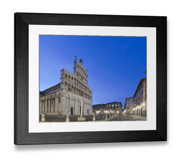Framed Print : Europe, Italy, Tuscany, Lucca, Piazza San Michele at Dawn