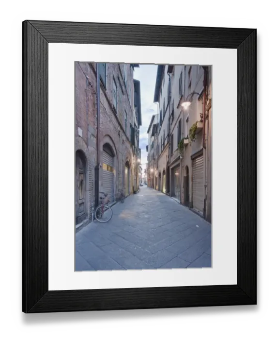 Framed Print : Europe, Italy, Tuscany, Lucca, Street in Historic District