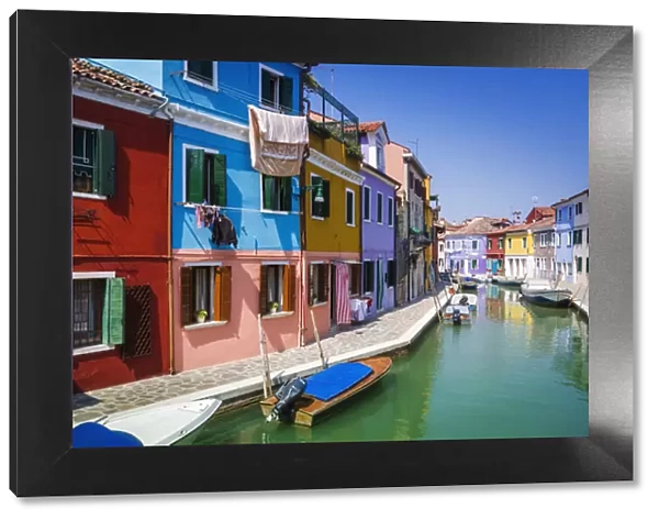 Colorful houses and canal, Burano, Veneto, Italy