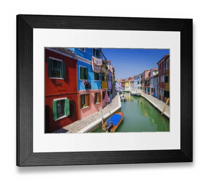 Framed Print : Colorful houses and canal, Burano, Veneto, Italy Framed Print : Colorful houses and canal, Burano, Veneto, Italy
